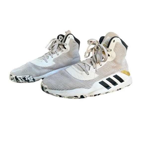 adidas Pro Bounce 2019 White Gold Metallic Basketball Sneakers Mens size 13 - Picture 10 of 11